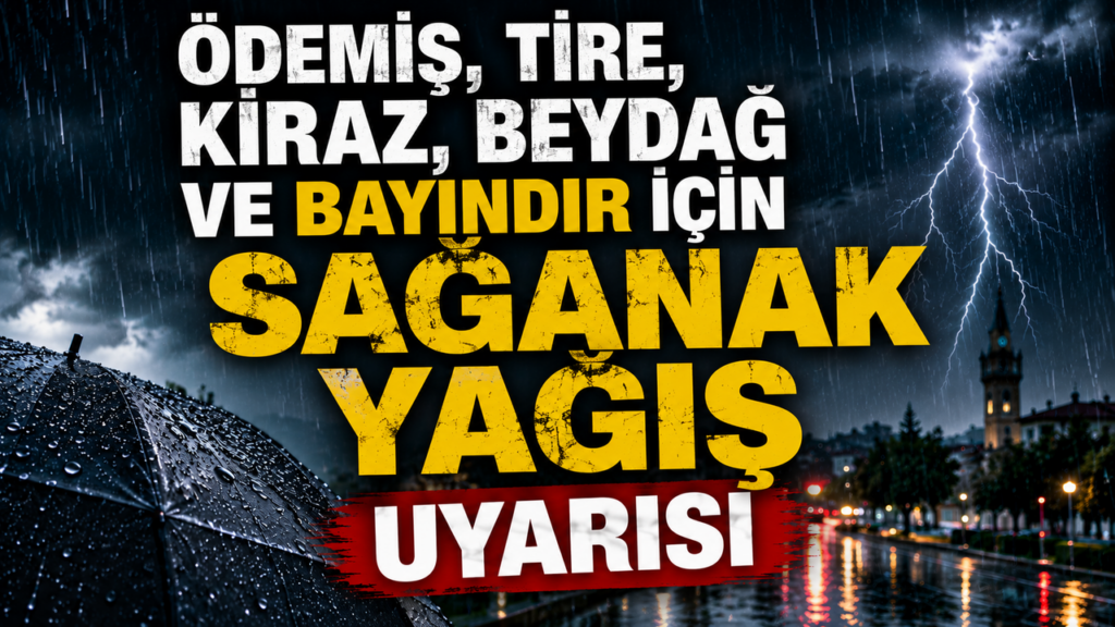 Ödemiş, Tire, Kiraz, Beydağ ve Bayındır İçin Sağanak Yağış Uyarısı