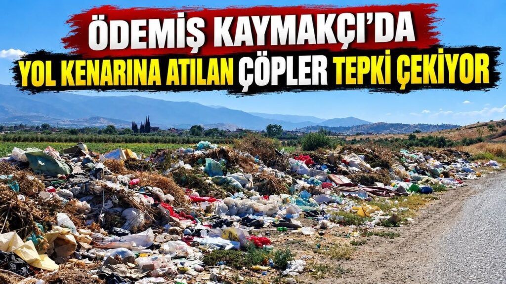 Ödemiş Kaymakçı’da yol kenarına atılan Çöpler Tepki çekiyor